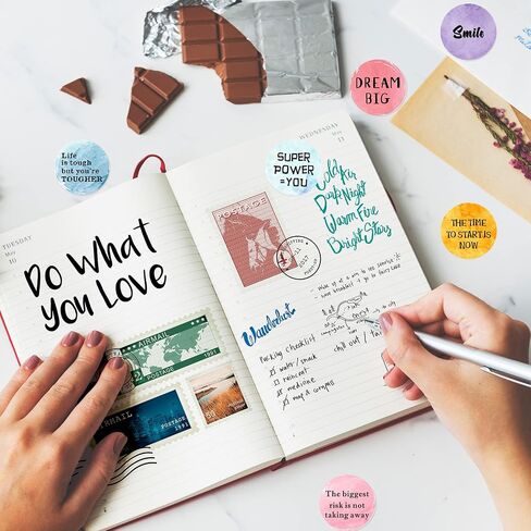 350 Pieces Inspiring Planner Stickers 1 Inch Round Motivational Stickers Encouraging Watercolor Stickers Self-Adhesive Positive Sayings Accents for Phone, Scrapbook, Laptops, Water Bottle in Saudi Arabia