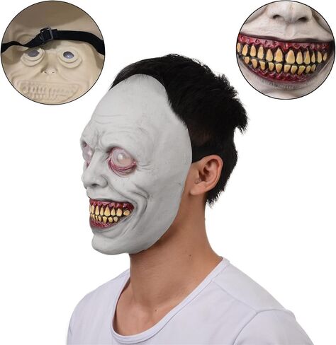 قناع VICDUEKG للهالوين المخيف المخيف، قناع الشياطين المبتسمة، قناع تنكري ثلاثي الأبعاد، ديكورات حفلات الهالوين in Kuwait
