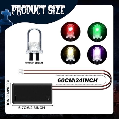 Vihose 16 Pcs Halloween LED Red Glowing Laser Eyes for Mask Light Eyes with Battery Box 24 Inch Cosplay Glowing Led Eyes with Glow Effects Controller for Skulls Halloween Props Red Green Purple Yellow in Saudi Arabia