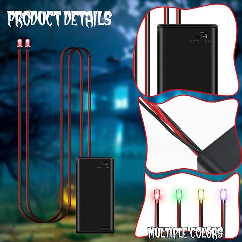 Vihose 16 Pcs Halloween LED Red Glowing Laser Eyes for Mask Light Eyes with Battery Box 24 Inch Cosplay Glowing Led Eyes with Glow Effects Controller for Skulls Halloween Props Red Green Purple Yellow in Saudi Arabia