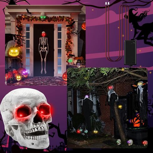 Vihose 16 Pcs Halloween LED Red Glowing Laser Eyes for Mask Light Eyes with Battery Box 24 Inch Cosplay Glowing Led Eyes with Glow Effects Controller for Skulls Halloween Props Red Green Purple Yellow in Saudi Arabia