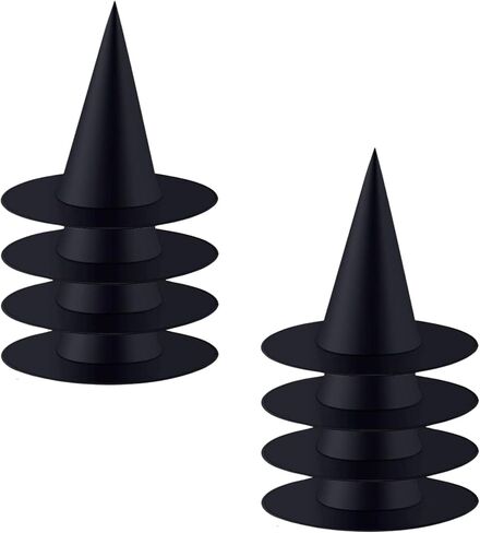 CROOT 8 Pieces Witch Hats Decorations, Black Witch Hat,Halloween Costume for Hanging Witchs Hats Theme Decoration or Halloween Party Cosplay Holiday Hats in Kuwait