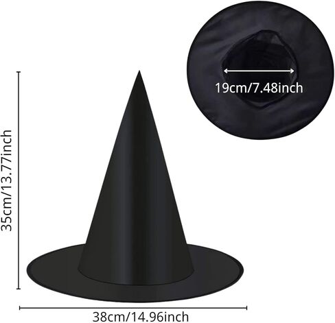 CROOT 8 Pieces Witch Hats Decorations, Black Witch Hat,Halloween Costume for Hanging Witchs Hats Theme Decoration or Halloween Party Cosplay Holiday Hats in Kuwait