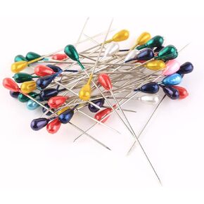 دبابيس راس لؤلؤ على شكل دمعة للباقة والزفاف والخياطة والحجاب والوشاح 100 قطعة دبابيس مستقيمة 2 انش in Kuwait