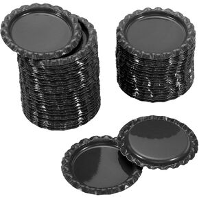PATIKIL 1 Inch Flat Decorative Bottle Caps, 50 Pack Craft Bottle Pendant Trays Double Sides Printed for DIY Pendants Craft Scrapbooks, Black