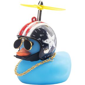 wonuu Rubber Duck Toy Car Decoration Ornaments Blue Duck Car Dashboard Decorations Cool Glasses Duck with Propeller Helmet in Kuwait