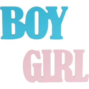 Boy or Girl Sign – Gender Reveal Table Decorations, Wooden Letter Blocks Blue Pink Table Centerpieces for Baby Shower Decor Party Supplies – by GXNI (2 Pieces) in Kuwait