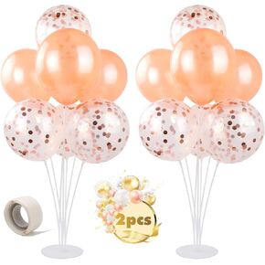 مجموعة حامل بالون تينابليس مكونة من مجموعتين من حامل بالونات سطح المكتب الشفاف مع 7 عصي بالون، 7 أكواب بالون وقاعدة بالون واحدة لأعياد الميلاد | حفلات الزفاف، العطلات، زينة الذكرى السنوية in Kuwait