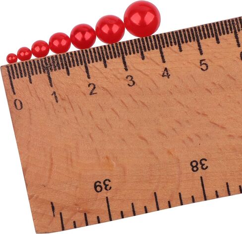 YAKA 3000 PCS 1 Box 7Sizes 2.5/3/4/5/6/8/10mm Flat Back Half Round Pearl Cabochon Bead Loose Beads Gem for Nail Craft Scrapbook DIY Decoration (Red) in Kuwait