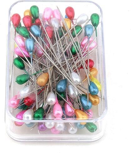 دبابيس راس لؤلؤ على شكل دمعة للباقة والزفاف والخياطة والحجاب والوشاح 100 قطعة دبابيس مستقيمة 2 انش in Kuwait