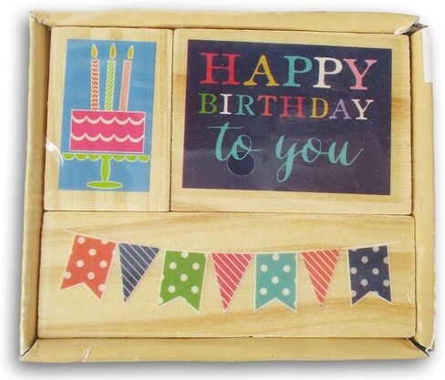 طوابع خشبية ومطاطية بعبارة Happy Birthday to You لدفتر القصاصات وصناعة البطاقات والفنون والحرف اليدوية وغيرها - 3 طوابع بمقاسات مختلفة in Saudi Arabia