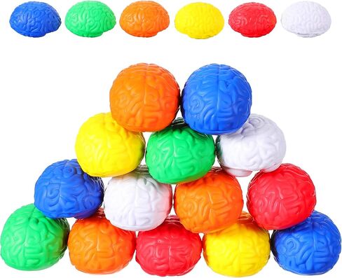 20 Pieces Mini Brain Stress Ball Halloween Brain Toy Hand Muscle Exercise Pressure Ball for Teens and Adults Improving Grip Strength Object Recognition Props Release Pressure, 6 Colors in Saudi Arabia