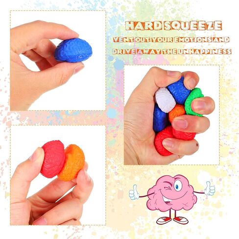 20 Pieces Mini Brain Stress Ball Halloween Brain Toy Hand Muscle Exercise Pressure Ball for Teens and Adults Improving Grip Strength Object Recognition Props Release Pressure, 6 Colors in Saudi Arabia