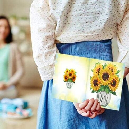 AIYUENCICI 8 Pack 5D DIY Special Shaped Diamond Painting Christmas Birthday Holiday Greeting Cards, Art Crafts kit Creative Gift with Envelopes(Flower&Bicycle) in Kuwait