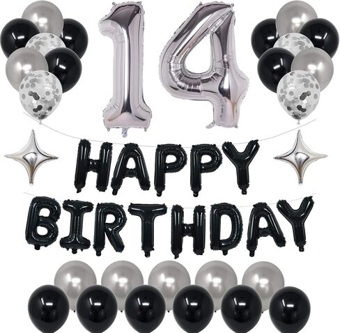 24th Black Silver Birthday Party Decorations for Men Women, Happy 24 Birthday Party Supplies with Black Happy Birthday Banner, Silver Foil Stars, Happy Birthday Balloons for 24th Birthday in Kuwait