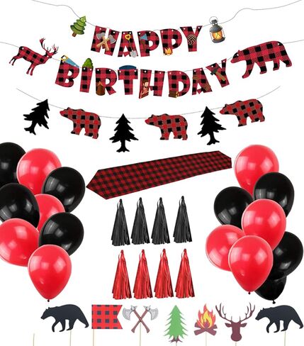 Lumberjack Party Supplies Birthday Party Decorations and Favors Set for Baby Shower, Birthday Party Decor in Saudi Arabia