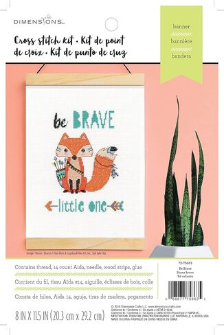 Dimensions Counted Cross-Stitch Kit, ''Be Brave Little One'', 14 Count White Aida, 8''L x 11.5H'' in Saudi Arabia