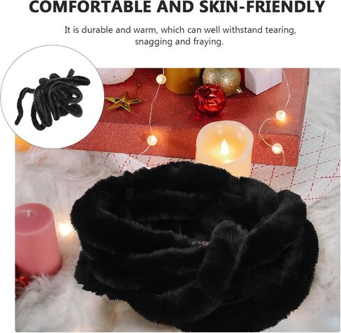 MILISTEN قطعة واحدة من شريط فرو صناعي أسود من فرو الأرانب الاصطناعي شريط من الفرو الصناعي لتزيين الخياطة، 5 × 5 × 500 سم in Kuwait
