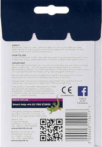 لاصق بلو تاك متعدد الاغراض قابل لاعادة الاستخدام من بوستيك، نظيف وامن وسهل الاستخدام، غير سام، حجم عملي، اللون: ابيض in Kuwait