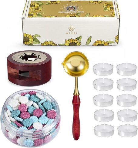 150 قطعة من خرزات الشمع لختم عباد الشمس من Mceal، جهاز تدفئة الدفة، مجموعة شموع ملعقة ختم الشمع (مرجاني) in Kuwait