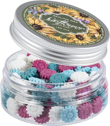 150 قطعة من خرزات الشمع لختم عباد الشمس من Mceal، جهاز تدفئة الدفة، مجموعة شموع ملعقة ختم الشمع (مرجاني) in Kuwait