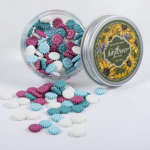 150 قطعة من خرزات الشمع لختم عباد الشمس من Mceal، جهاز تدفئة الدفة، مجموعة شموع ملعقة ختم الشمع (مرجاني) in Kuwait