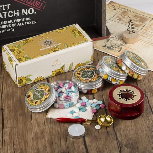 150 قطعة من خرزات الشمع لختم عباد الشمس من Mceal، جهاز تدفئة الدفة، مجموعة شموع ملعقة ختم الشمع (مرجاني) in Kuwait