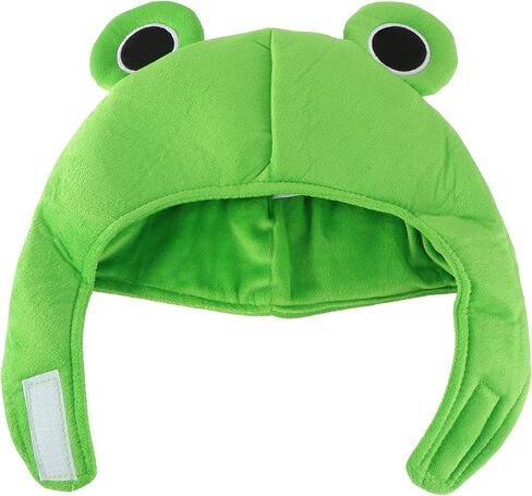 Amosfun Frog hat plush cute head ears halloween cap hats giant hat-bunny finn hood froggy the headband-adult human mushroom costume melody my frogs Winter Ski Full Headgear Party Dress Cosplay Green in Saudi Arabia