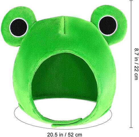 Amosfun Frog hat plush cute head ears halloween cap hats giant hat-bunny finn hood froggy the headband-adult human mushroom costume melody my frogs Winter Ski Full Headgear Party Dress Cosplay Green in Saudi Arabia