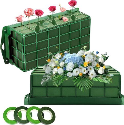 zzhxkjhky 2PCS قفص رغوة الأزهار مع أشرطة الأزهار حاملي قفص الأزهار مع رغوة الأزهار لترتيبات الزهور الطازجة وديكورات العطلات الزفاف الداخلية والحديقة in Kuwait