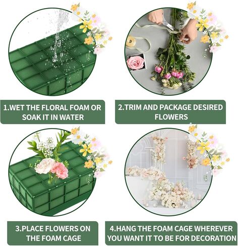 zzhxkjhky 2PCS قفص رغوة الأزهار مع أشرطة الأزهار حاملي قفص الأزهار مع رغوة الأزهار لترتيبات الزهور الطازجة وديكورات العطلات الزفاف الداخلية والحديقة in Kuwait
