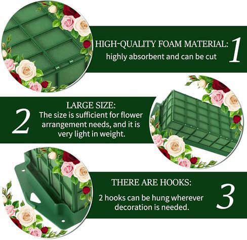 zzhxkjhky 2PCS قفص رغوة الأزهار مع أشرطة الأزهار حاملي قفص الأزهار مع رغوة الأزهار لترتيبات الزهور الطازجة وديكورات العطلات الزفاف الداخلية والحديقة in Kuwait