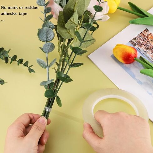 Pengxiaomei 220 ياردة/660 قدم ترقية شريط زهور 2 لفة شريط زهور شفاف 1/4 بوصة شريط زهور شفاف مقاوم للماء شريط زهور مقاوم للماء لحرف الزهور الطازجة ومستلزمات ترتيبات الزهور in Kuwait