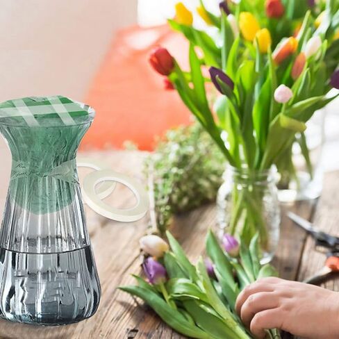 Pengxiaomei 220 ياردة/660 قدم ترقية شريط زهور 2 لفة شريط زهور شفاف 1/4 بوصة شريط زهور شفاف مقاوم للماء شريط زهور مقاوم للماء لحرف الزهور الطازجة ومستلزمات ترتيبات الزهور in Kuwait