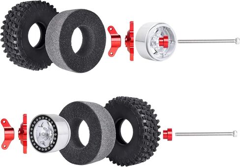 عجلات وإطارات Hobbypark 1.9 Beadlock 120 مم / 4.72 بوصة ارتفاع وأداة تثبيت للتركيب لزاحف RC 1/10 مع حشوات إسفنجية، مجموعة من 4 قطع (فضي وأسود) in Kuwait