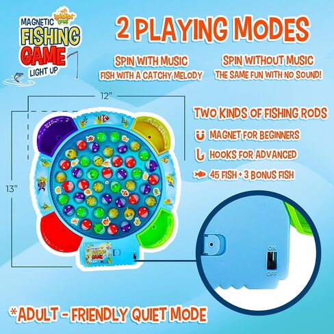 IPIDIPI TOYS Fishing Game for Kids, 45 Fish and 8 Poles - Magnetic Fish Toy in Saudi Arabia