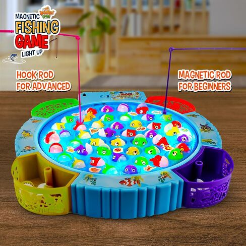 IPIDIPI TOYS Fishing Game for Kids, 45 Fish and 8 Poles - Magnetic Fish Toy in Saudi Arabia