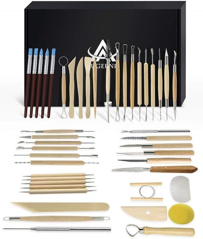 Augernis Ceramic Clay Tools, 45Pcs Pottery Sculpting Tools Set with Wooden Handles for Pottery Modeling, Smoothing, Carving, Beginners Kid's After Classes Club in Kuwait