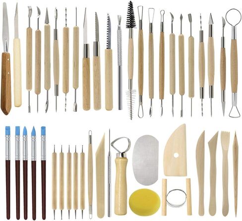 Augernis Ceramic Clay Tools, 45Pcs Pottery Sculpting Tools Set with Wooden Handles for Pottery Modeling, Smoothing, Carving, Beginners Kid's After Classes Club in Kuwait