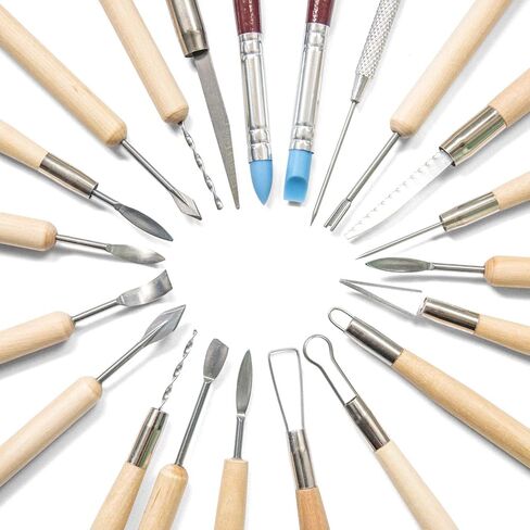 Augernis Ceramic Clay Tools, 45Pcs Pottery Sculpting Tools Set with Wooden Handles for Pottery Modeling, Smoothing, Carving, Beginners Kid's After Classes Club in Kuwait