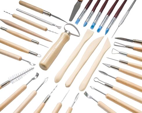 Augernis Ceramic Clay Tools, 45Pcs Pottery Sculpting Tools Set with Wooden Handles for Pottery Modeling, Smoothing, Carving, Beginners Kid's After Classes Club in Kuwait