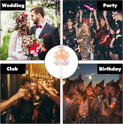 مجموعة حامل بالون تينابليس مكونة من مجموعتين من حامل بالونات سطح المكتب الشفاف مع 7 عصي بالون، 7 أكواب بالون وقاعدة بالون واحدة لأعياد الميلاد | حفلات الزفاف، العطلات، زينة الذكرى السنوية in Kuwait