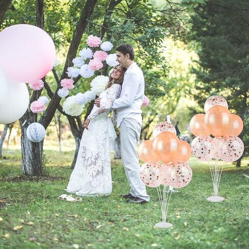 مجموعة حامل بالون تينابليس مكونة من مجموعتين من حامل بالونات سطح المكتب الشفاف مع 7 عصي بالون، 7 أكواب بالون وقاعدة بالون واحدة لأعياد الميلاد | حفلات الزفاف، العطلات، زينة الذكرى السنوية in Kuwait