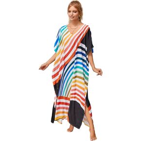 RanRui Women Over Sized Caftans Turkish Caftan Ethnic Print Plus Size Muslim Kaftans