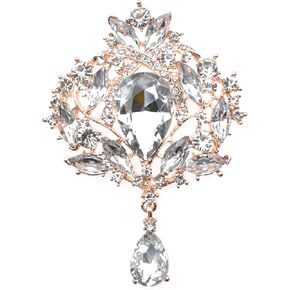 Wedding Bridal Big Crystal Rhinestone Bouquet Brooch Shawl Pin for Women