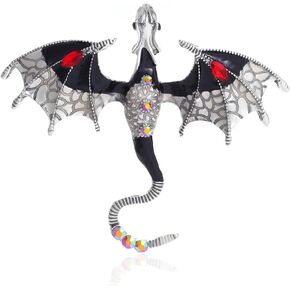 Enamel Dragon Brooch Vintage Punk Dragon Animal Brooch Domineering Flying Dragon Brooch Personality Clothing Hat Bag Accessories for Men and Women