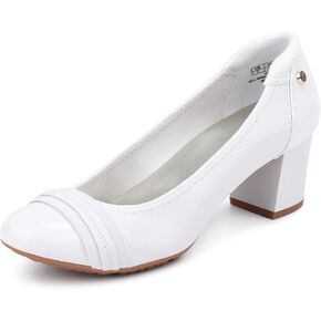 JENN ARDOR Chunky Block Pumps for Women Slip On Low Heel Closed Round Toe Dress Shoes Classic Mid Square Shoes Wedding Party Office Lady Shoes 2 inch
