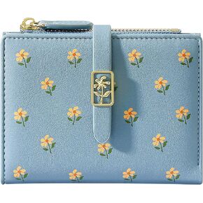 YINHEXI Women's Wallet, Faux Leather, Baby Blue, Water Resistant, 5 Card Slots, 1 Cash Slot, 1 ID Window, 1 Zipper Coin Pocket, 4.53.71.2 Inch
