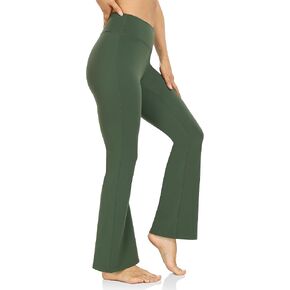 YUNOGA Women's Flare Leggings, High Waist Tummy Control Crossover Yoga Pants, Casual Workout Bell Bottom Leggings in Saudi Arabia