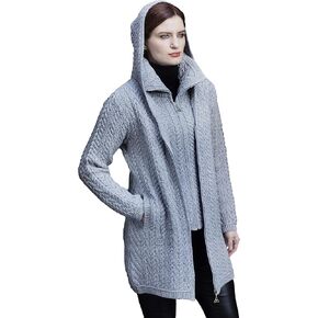 معطف مزدوج بغطاء للرأس من Aran Crafts، 100% صوف ميرينو (HD5174) in Kuwait